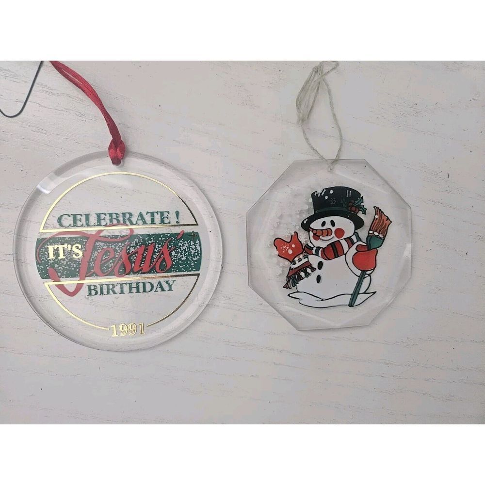 Vintage‎ 1980-1990's Plastic Acrylic Ornaments Snowman Christmas